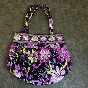 Vera Bradley‎ Tote Classic Yellowbird Shoulder Bag Quilted Black Yellow Blue